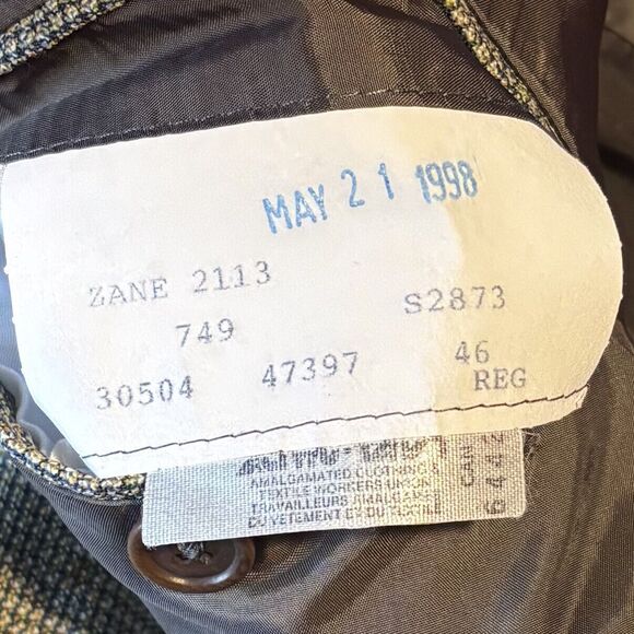 Ermenegildo Zegna Brown Wool Tweed Checked Sport Coat Jacket Men's Size 46R VTG - Picture 7 of 10